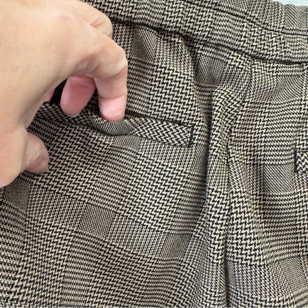 J. Jill Woven Black/Wheat Houndstooth Pull-on Tie Waist Ankle Pants Stretch Sz S
